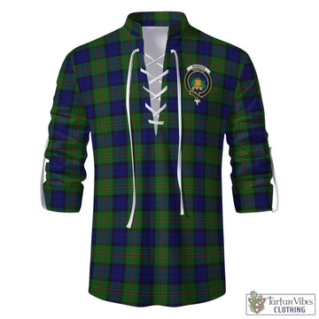 Dundas Modern Tartan Men's Scottish Traditional Jacobite Ghillie Kilt Shirt with Family Crest