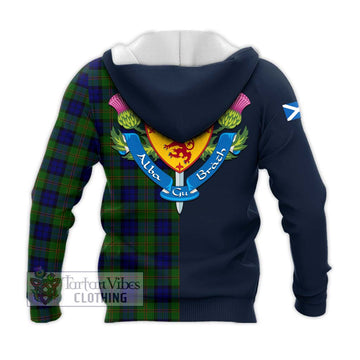 Dundas Modern Tartan Knitted Hoodie with Scottish Lion Royal Arm Half Style