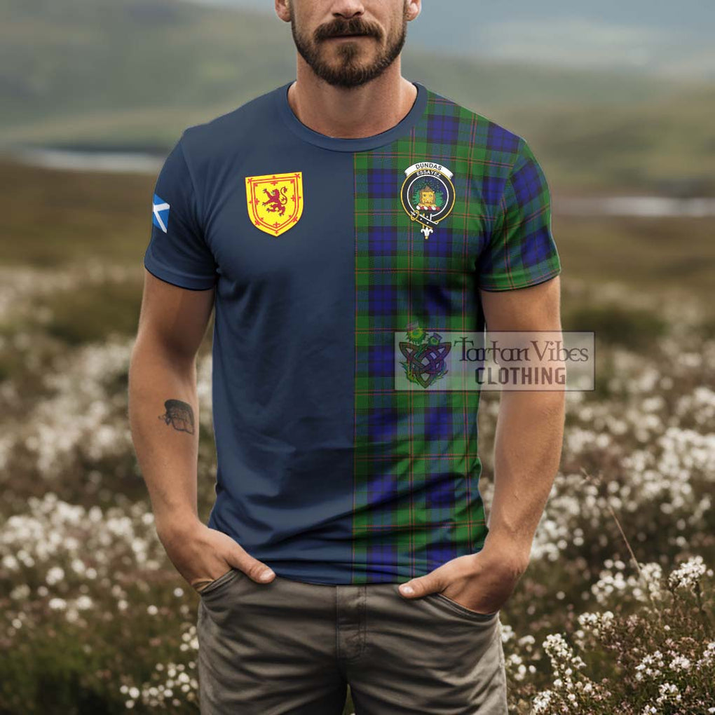 Tartan Vibes Clothing Dundas Modern Tartan T-Shirt Alba with Scottish Lion Royal Arm Half Style