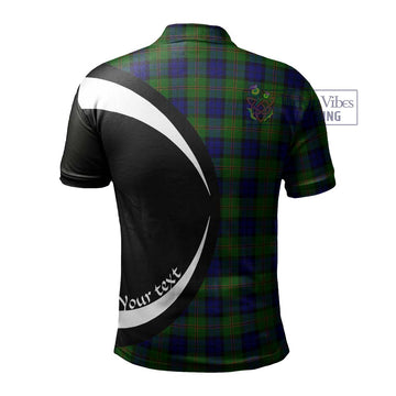 Dundas Modern Tartan Men's Polo Shirt with Family Crest Circle Style