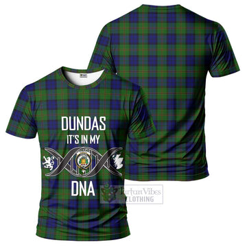 Dundas Modern Tartan T-Shirt with Family Crest DNA In Me Style