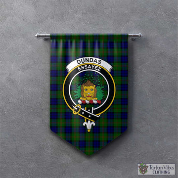 Dundas Modern Tartan Gonfalon, Tartan Banner with Family Crest