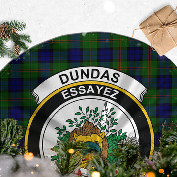 Dundas Modern Tartan Christmas Tree Skirt with Family Crest