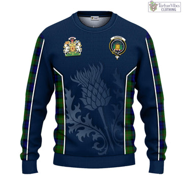 Dundas Modern Tartan Knitted Sweatshirt with Family Crest and Scottish Thistle Vibes Sport Style