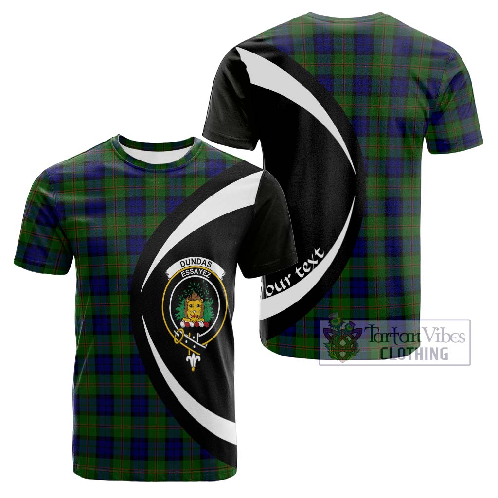 Tartan Vibes Clothing Dundas Modern Tartan Cotton T-shirt with Family Crest Circle Style