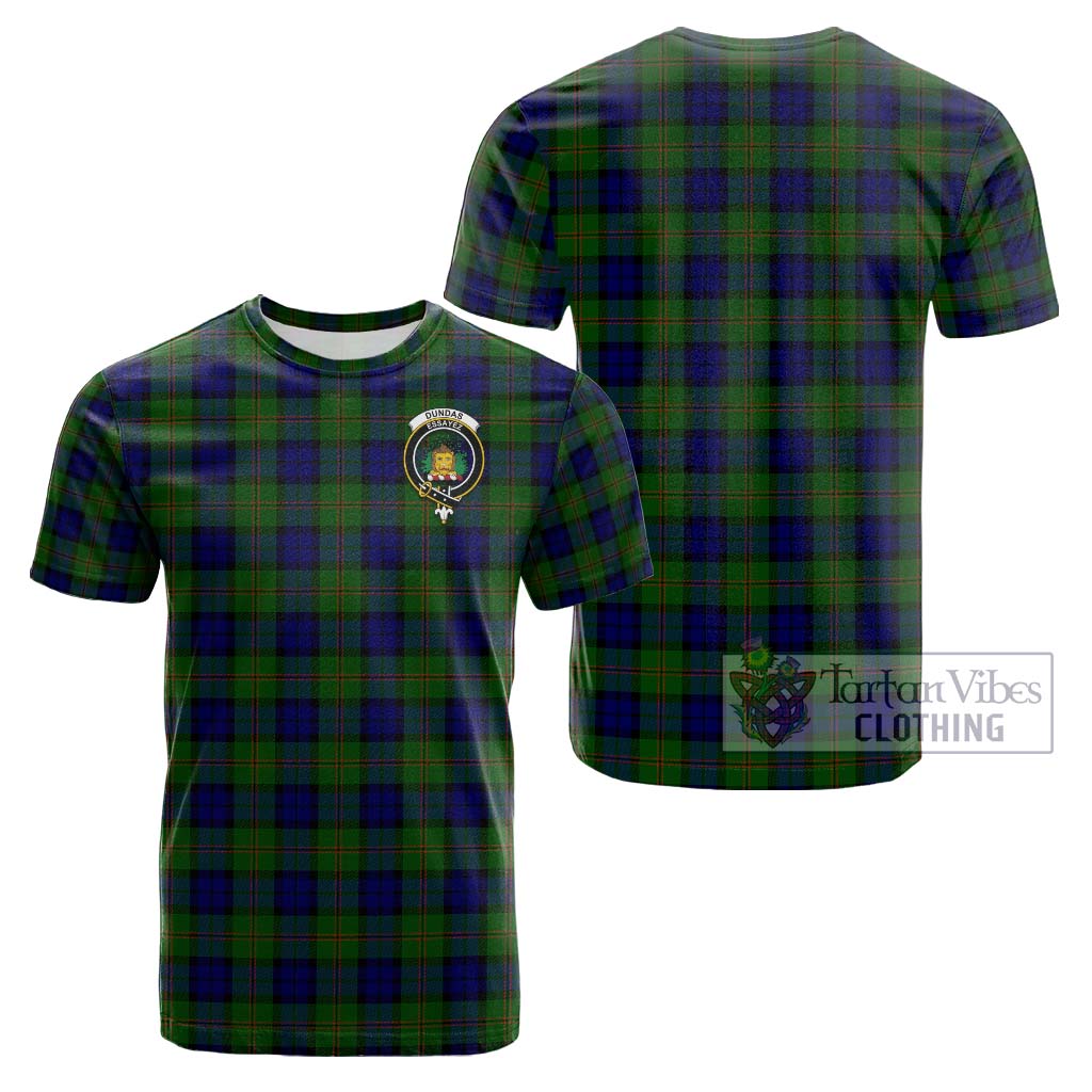 Tartan Vibes Clothing Dundas Modern Tartan Cotton T-Shirt with Family Crest