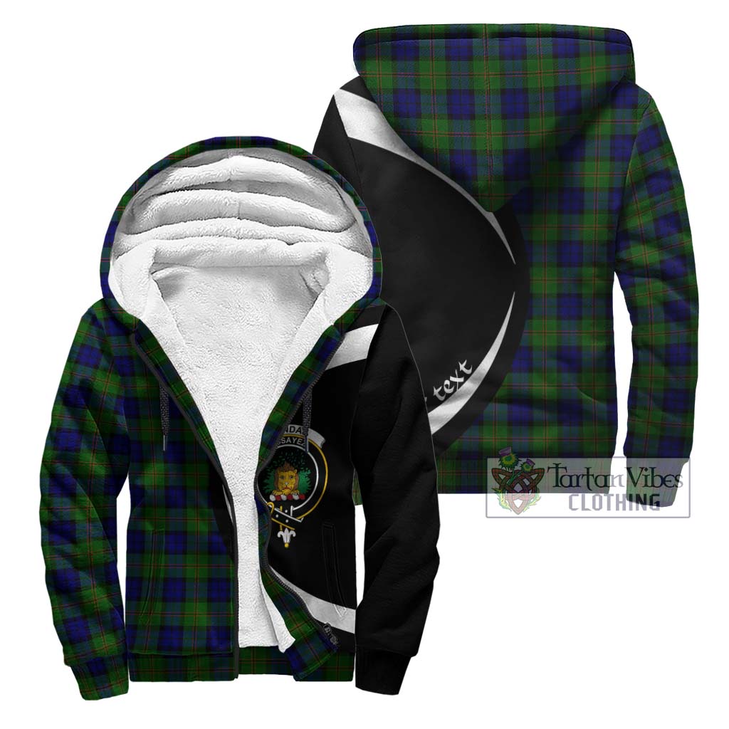 Tartan Vibes Clothing Dundas Modern Tartan Sherpa Hoodie with Family Crest Circle Style