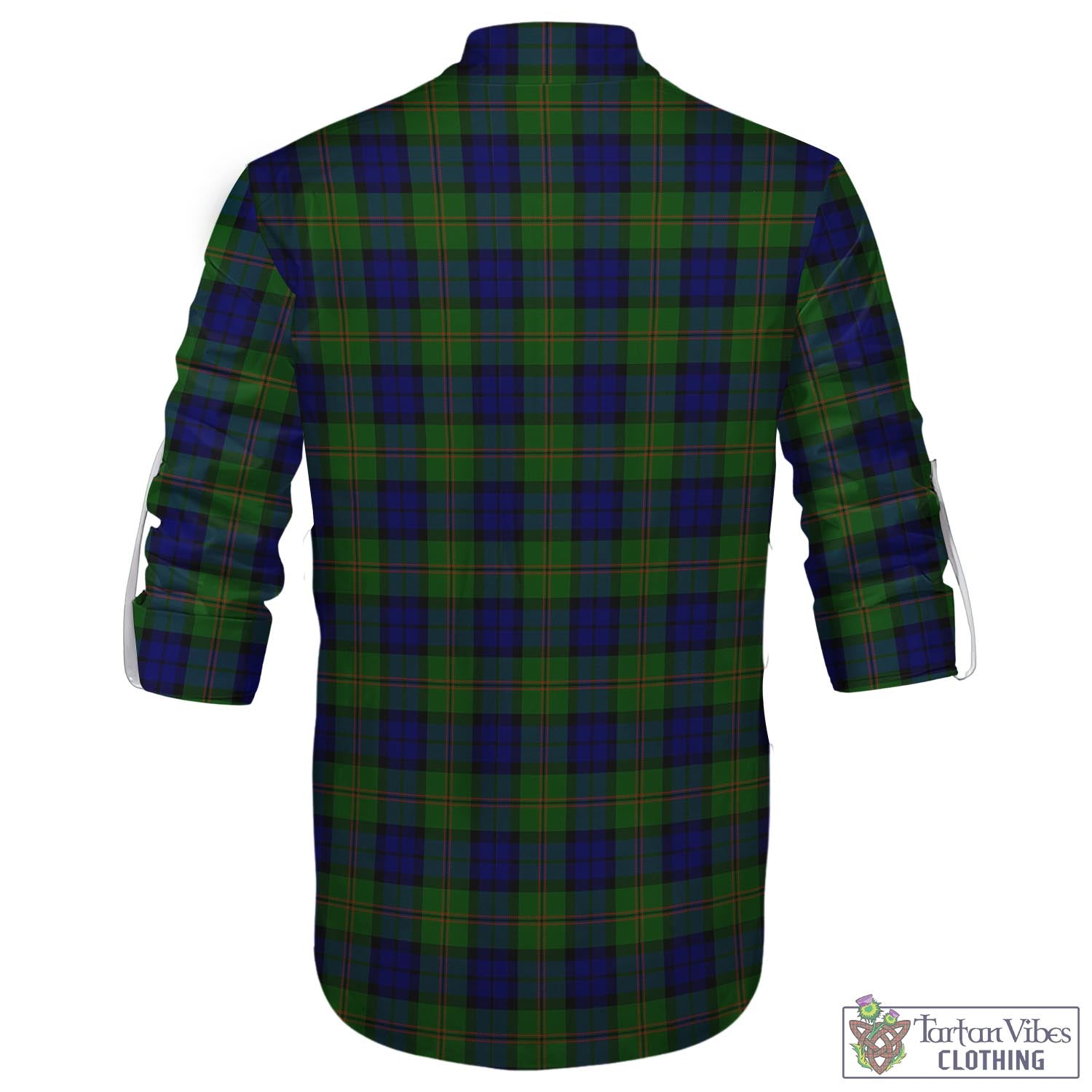 Tartan Vibes Clothing Dundas Modern Tartan Men's Scottish Traditional Jacobite Ghillie Kilt Shirt with Family Crest