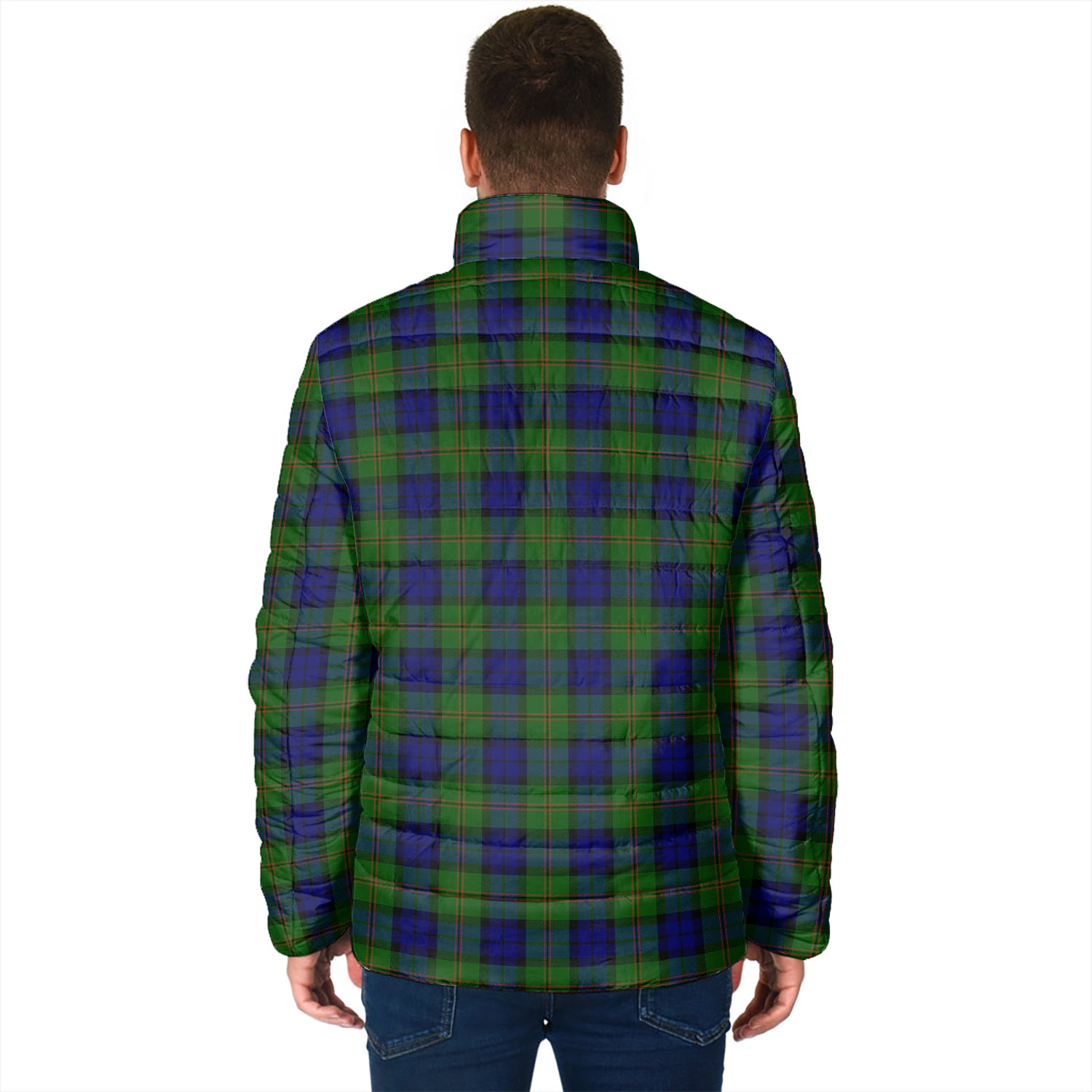 Dundas Modern Tartan Padded Jacket with Family Crest - Tartan Vibes Clothing