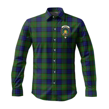 Dundas Modern Tartan Long Sleeve Button Up Shirt with Family Crest