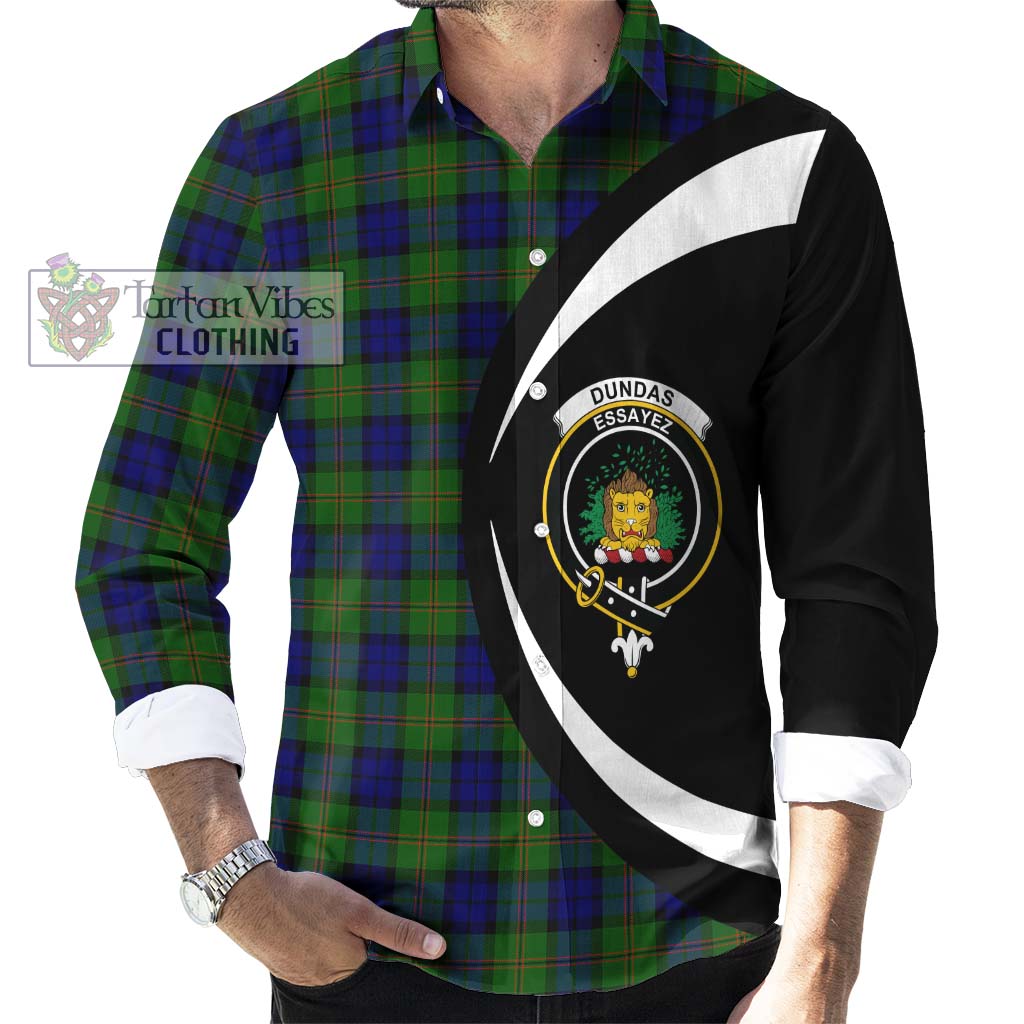 Tartan Vibes Clothing Dundas Modern Tartan Long Sleeve Button Up with Family Crest Circle Style