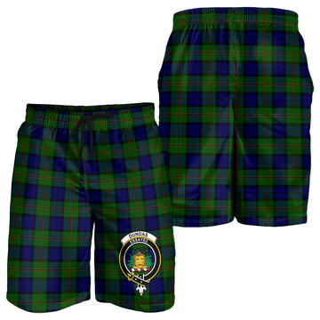 Dundas Modern Tartan Mens Shorts with Family Crest