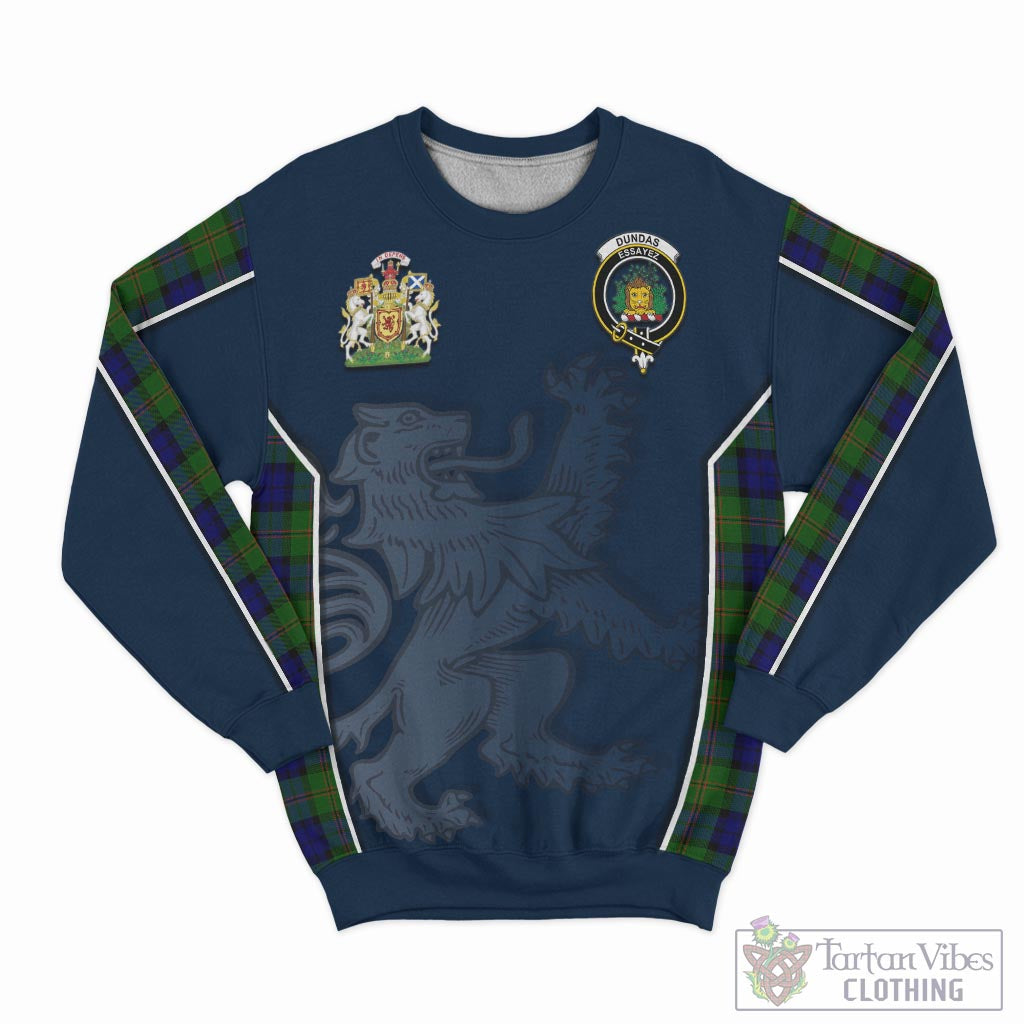 Tartan Vibes Clothing Dundas Modern Tartan Sweater with Family Crest and Lion Rampant Vibes Sport Style