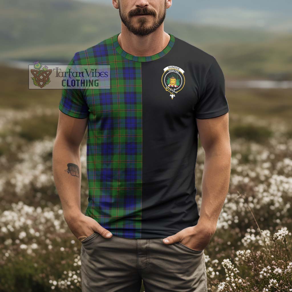 Tartan Vibes Clothing Dundas Modern Tartan T-Shirt with Family Crest and Half Of Me Style