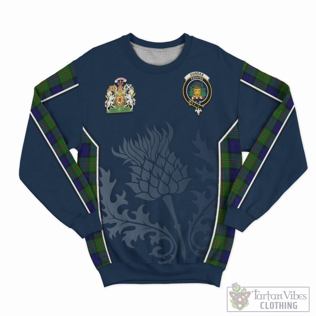 Tartan Vibes Clothing Dundas Modern Tartan Sweatshirt with Family Crest and Scottish Thistle Vibes Sport Style