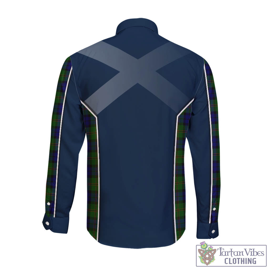 Tartan Vibes Clothing Dundas Modern Tartan Long Sleeve Button Up Shirt with Family Crest and Lion Rampant Vibes Sport Style