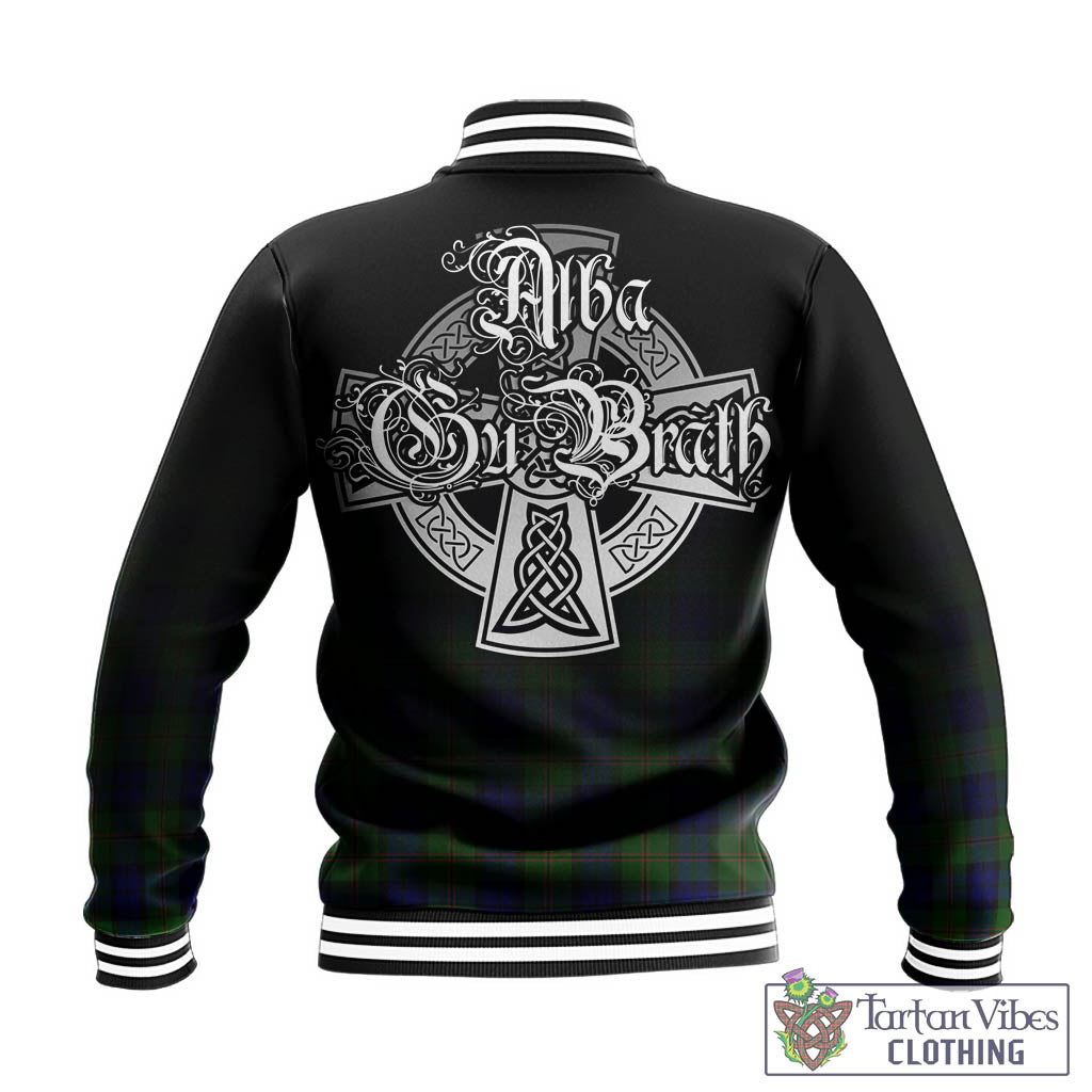 Tartan Vibes Clothing Dundas Modern Tartan Baseball Jacket Featuring Alba Gu Brath Family Crest Celtic Inspired