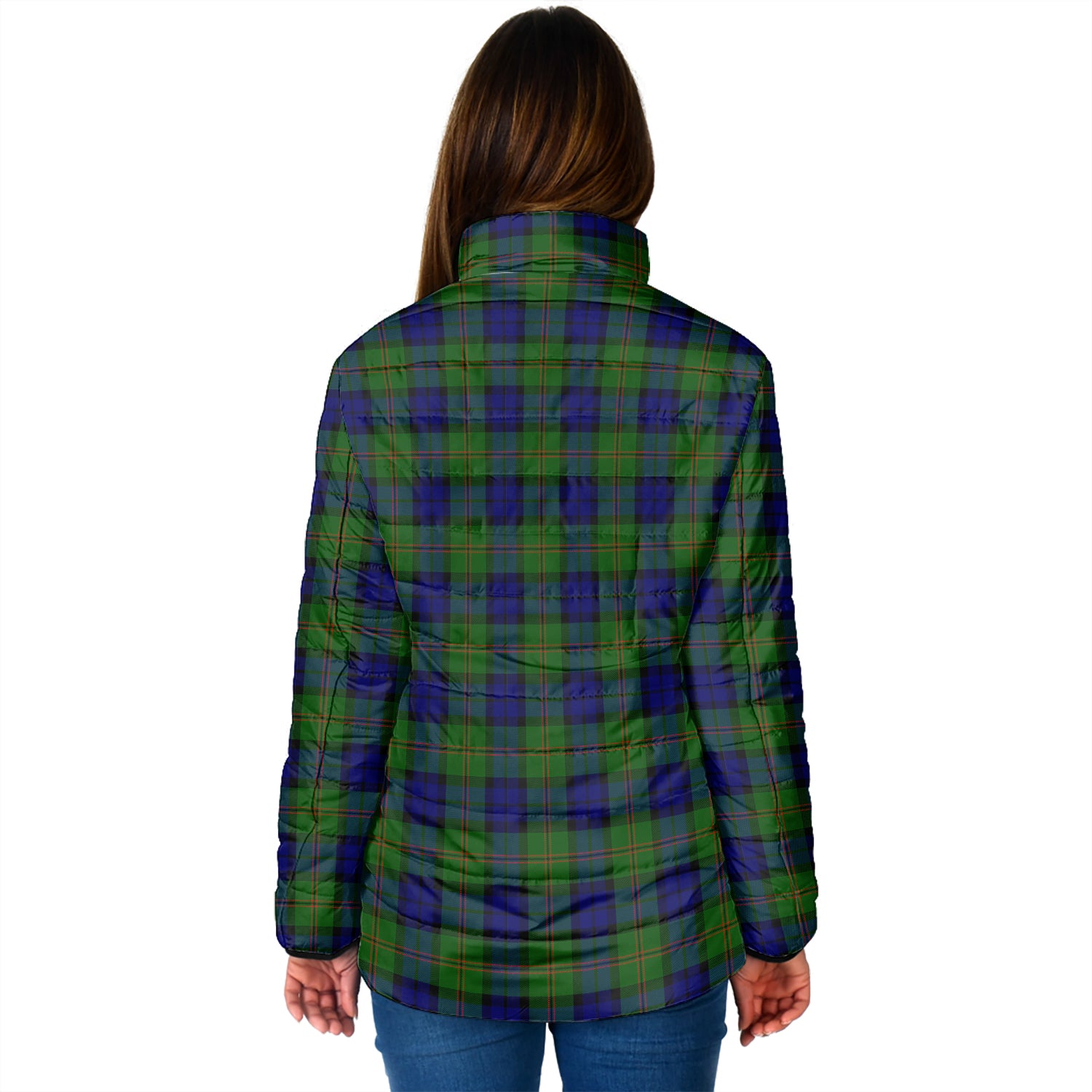 Dundas Modern Tartan Padded Jacket with Family Crest - Tartan Vibes Clothing