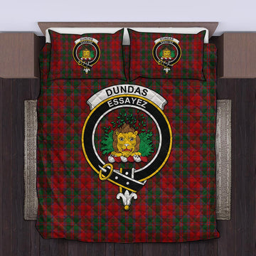 Dundas Red Tartan Quilt Bed Set with Family Crest