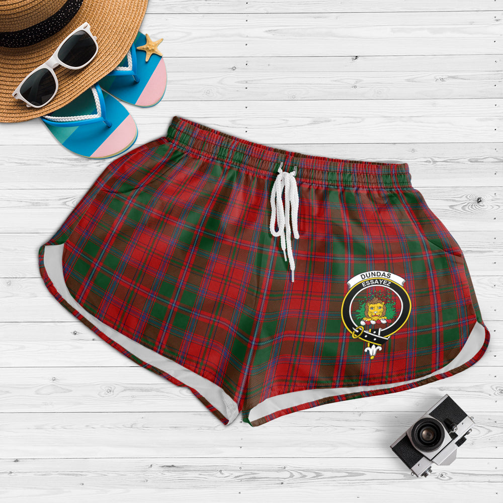 dundas-red-tartan-womens-shorts-with-family-crest