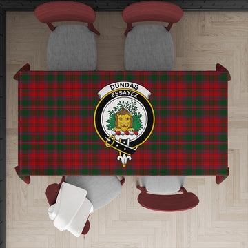 Dundas Red Tartan Tablecloth with Family Crest