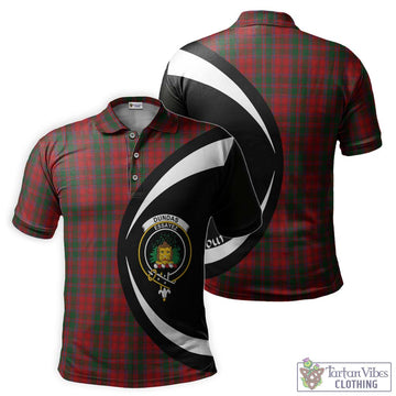 Dundas Red Tartan Men's Polo Shirt with Family Crest Circle Style