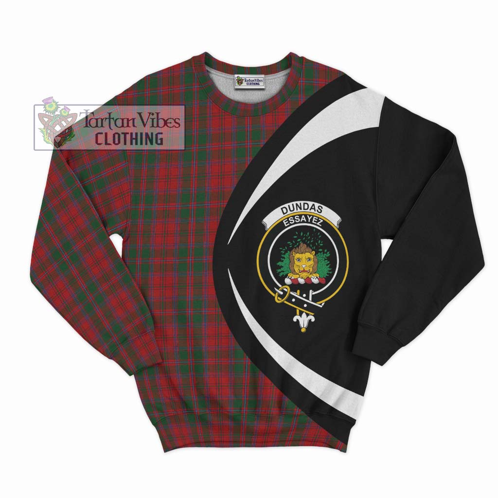 Tartan Vibes Clothing Dundas Red Tartan Sweatshirt with Family Crest Circle Style