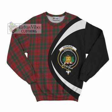 Dundas Red Tartan Sweatshirt with Family Crest Circle Style