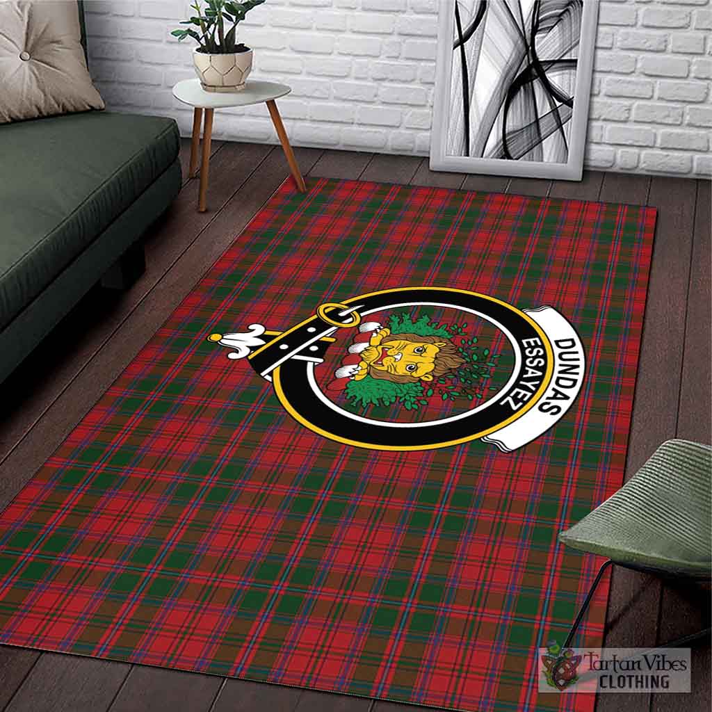 Tartan Vibes Clothing Dundas Red Tartan Area Rug with Family Crest