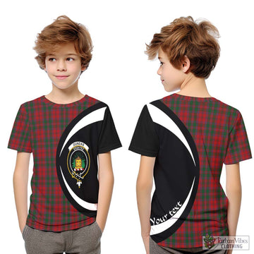 Dundas Red Tartan Kid T-Shirt with Family Crest Circle Style