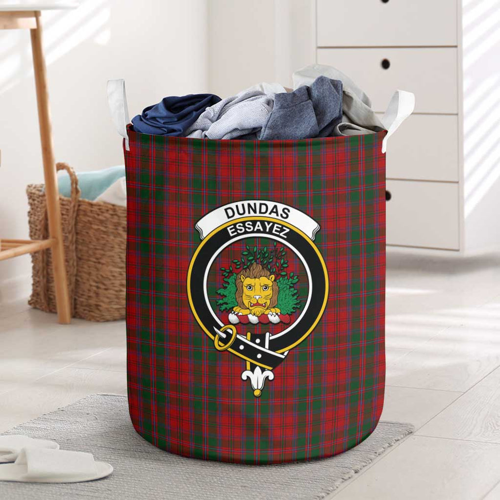 Dundas Red Tartan Laundry Basket with Family Crest One Size - Tartanvibesclothing Shop