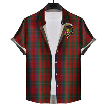 Dundas Red Tartan Short Sleeve Button Down Shirt with Family Crest