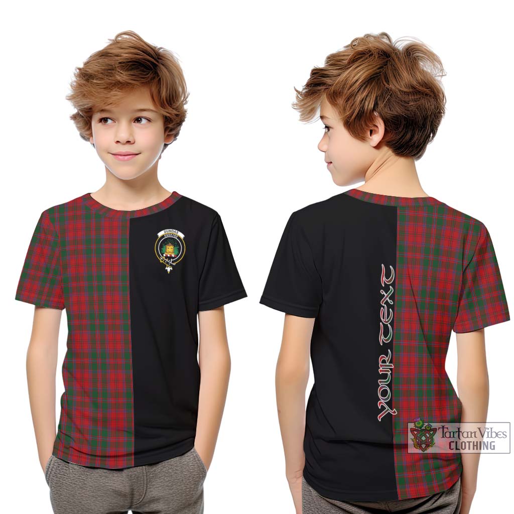 Tartan Vibes Clothing Dundas Red Tartan Kid T-Shirt with Family Crest and Half Of Me Style