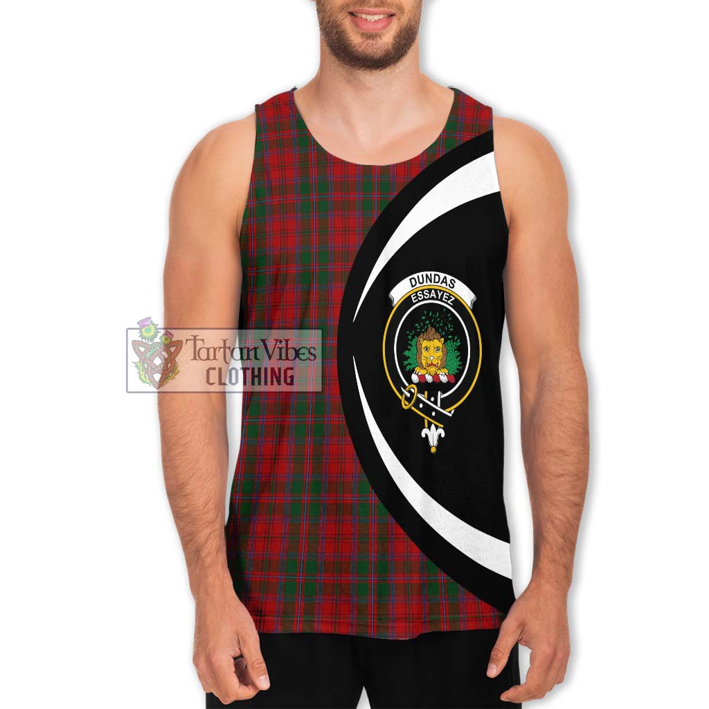 Tartan Vibes Clothing Dundas Red Tartan Men's Tank Top with Family Crest Circle Style