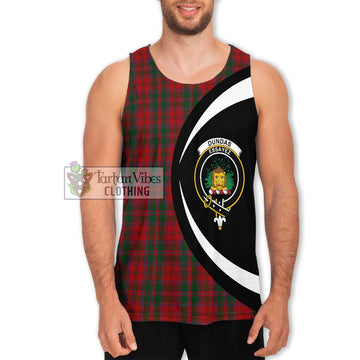 Dundas Red Tartan Men's Tank Top with Family Crest Circle Style