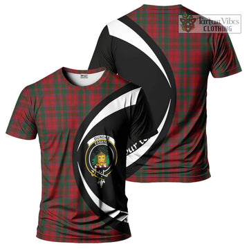Dundas Red Tartan T-Shirt with Family Crest Circle Style
