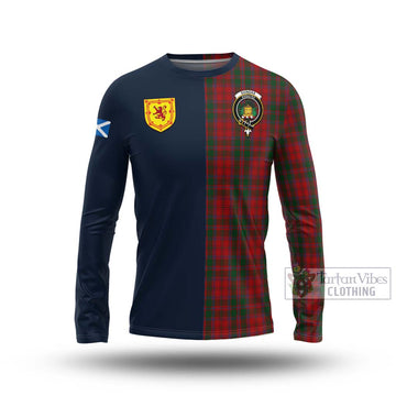 Dundas Red Tartan Long Sleeve T-Shirt with Scottish Lion Royal Arm Half Style