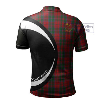 Dundas Red Tartan Men's Polo Shirt with Family Crest Circle Style
