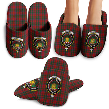 Dundas Red Tartan Home Slippers with Family Crest