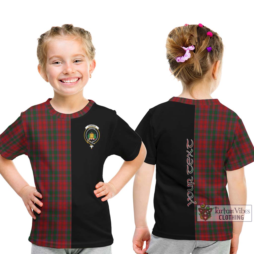 Tartan Vibes Clothing Dundas Red Tartan Kid T-Shirt with Family Crest and Half Of Me Style