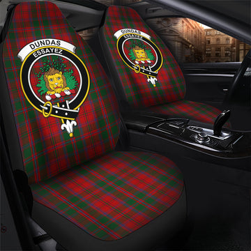 Dundas Red Tartan Car Seat Cover with Family Crest