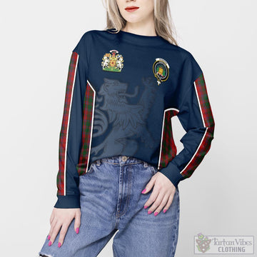 Dundas Red Tartan Sweater with Family Crest and Lion Rampant Vibes Sport Style