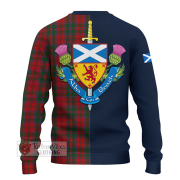 Dundas Red Tartan Knitted Sweater with Scottish Lion Royal Arm Half Style