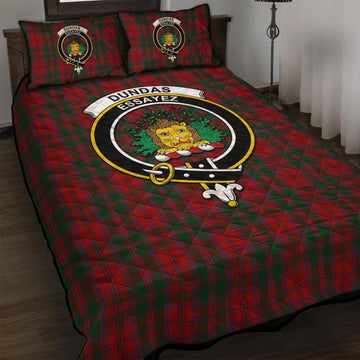 Dundas Red Tartan Quilt Bed Set with Family Crest