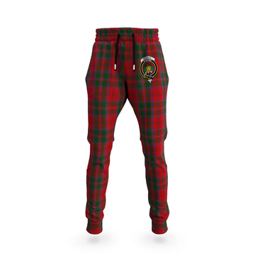 Dundas Red Tartan Joggers Pants with Family Crest