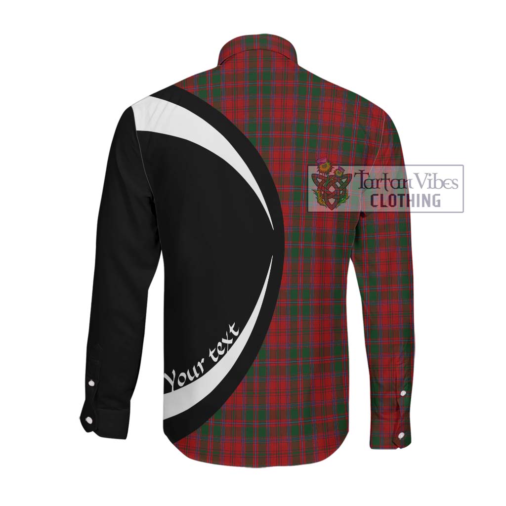 Tartan Vibes Clothing Dundas Red Tartan Long Sleeve Button Up with Family Crest Circle Style