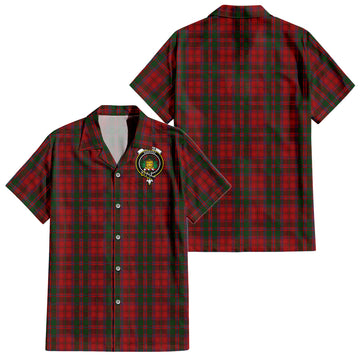Dundas Red Tartan Short Sleeve Button Down Shirt with Family Crest