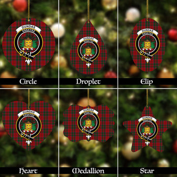 Dundas Red Tartan Christmas Ornaments with Family Crest
