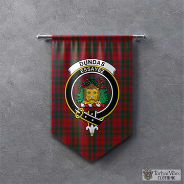 Dundas Red Tartan Gonfalon, Tartan Banner with Family Crest