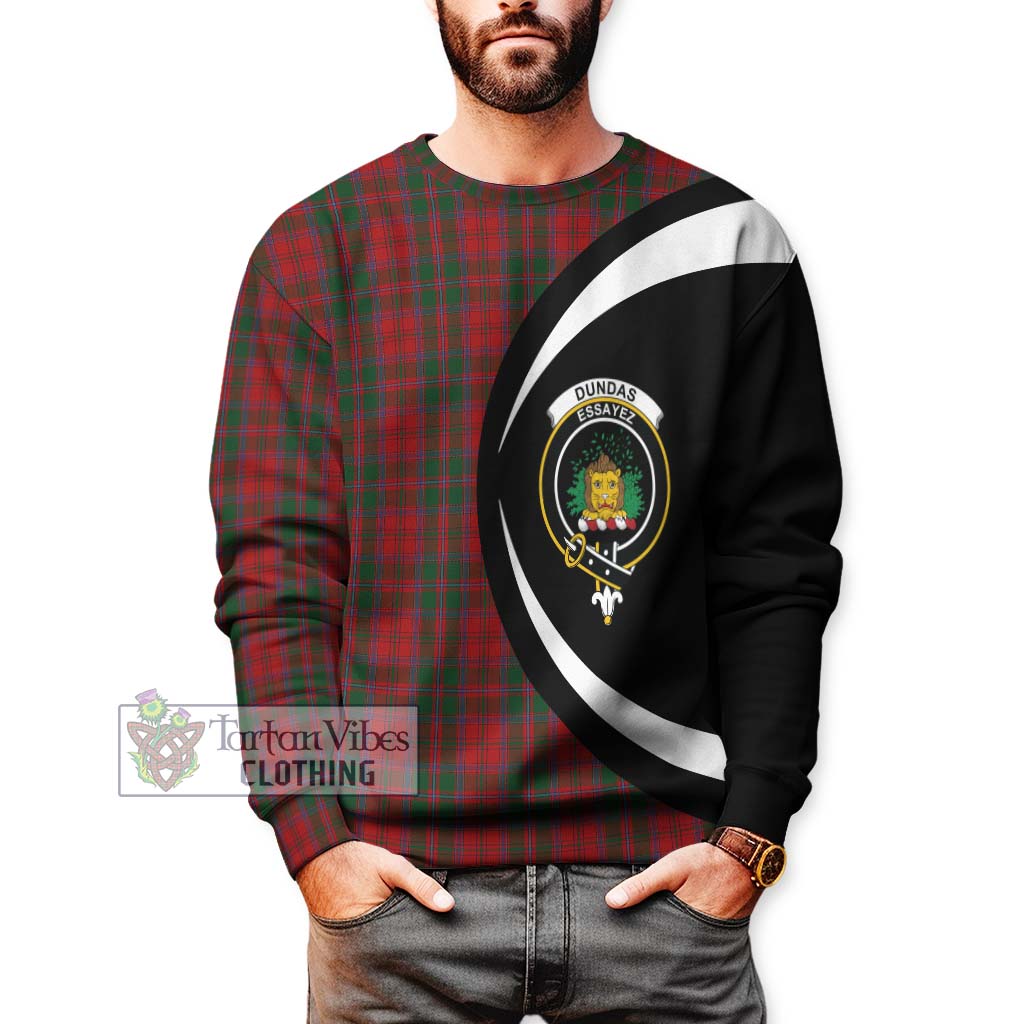 Tartan Vibes Clothing Dundas Red Tartan Sweatshirt with Family Crest Circle Style